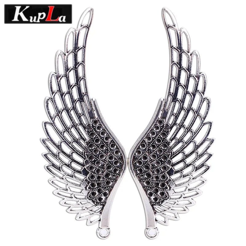

Kupla Vintage Big Wings Charms DIY Fashion Angel Wings Charms Metal Handmade Charms for Jewelry Making 37*106mm 6pcs/lot C5522