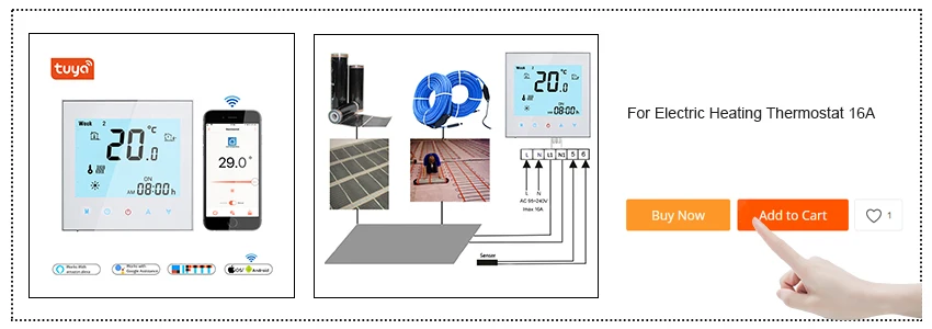 Термостат WiFi для электрического подогрева пола контроль температуры ler ЖК-сенсорный экран с Alexa и Google Home управление Tuya Smart