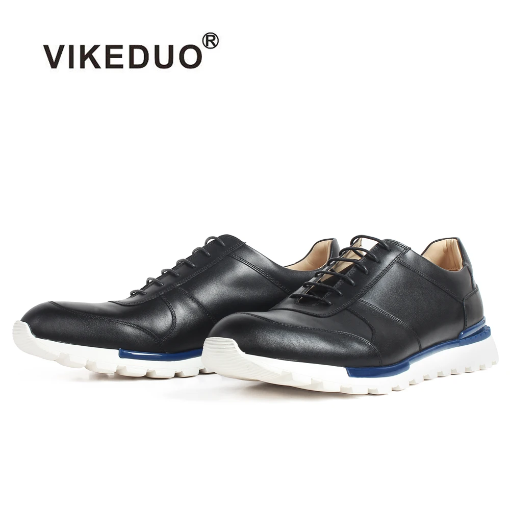 VIKEDUO/Новинка Повседневные спортивные кроссовки Черная обувь из натуральной кожи