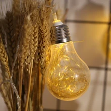 20 светодиодный золотой прозрачный Большая лампа Разъем для аккумулятора струнные огни Luminaria 3 м светодиодный украшения для рождества Рождественская гирлянда для дома