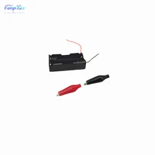 50Pcs 2×18650 Battery Case Holder Socket Wire Junction Box With 15cm Wires, Black+Red Crocodile Alligator Clip