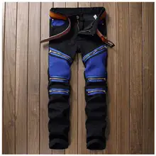 Calca Calça Jeans Masculina Calça Jeans Reta Dos Homens 2017 calças de Brim Ocasionais Dos Homens Patchwork Calças Slim Clássico Jeans Lavados Calças Compridas Homme