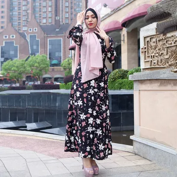 

Front Open Abaya Fashion Flare Sleeve Full Buckle Cardigan Ramadan UAE Arabic Print Long Muslim Dress For Women Islamic Prayer