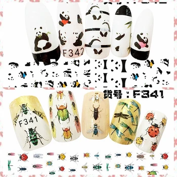 

1 Sheet Cute Dragonfly Ladybug Bee Cicadas Insect Lovely Panda Adhesive Nail Art Stickers Decals DIY F341-342#
