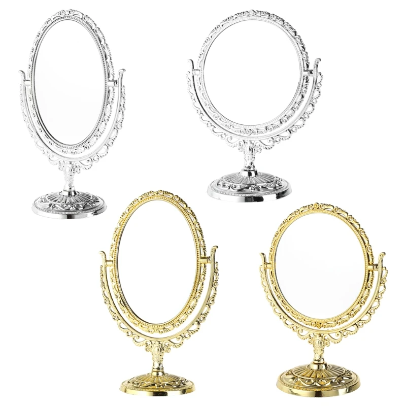 New 1 Set 2 Sides Makeup Mirror Stand Table Cosmetic Mirror Plastic
