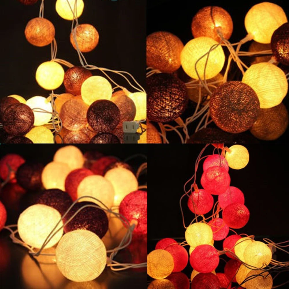 

Multicolor 4.5M Cotton Ball Decorative String Light Handmade DIY Thread 35 Balls String Lamp For Home Party Decoration