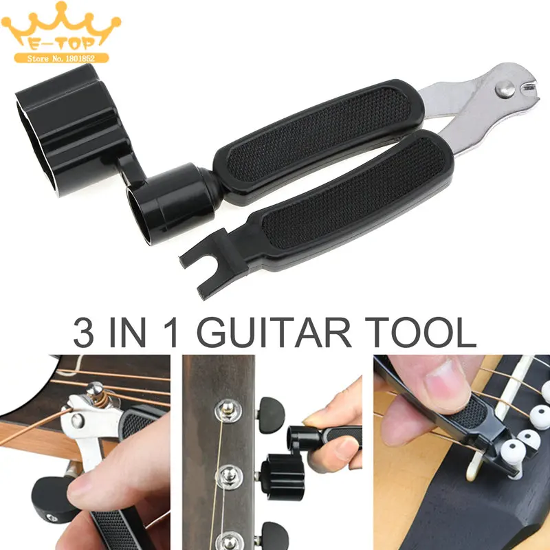 

3 IN 1 Multifunctional Guitar Tool Instrument Accessories Guitar Winder + String Cutter + Pin Puller