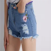 2019 summer Casual cowboy Shorts Embroidery Zipper Fly Regular short jeans