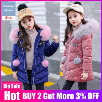 

Liakhouskaya 2019 Children Winter Jacket For Girls Coat Russian Korean Parkas For Girls Fur Hooded Outerwear Coats Teenage Down