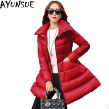 AYUNSUE Для женщин зимняя куртка Белое пуховое пальто Женский Пояс плащ теплые парки пуховая куртка Верхняя одежда с Минни Маус abrigos mujer LX127