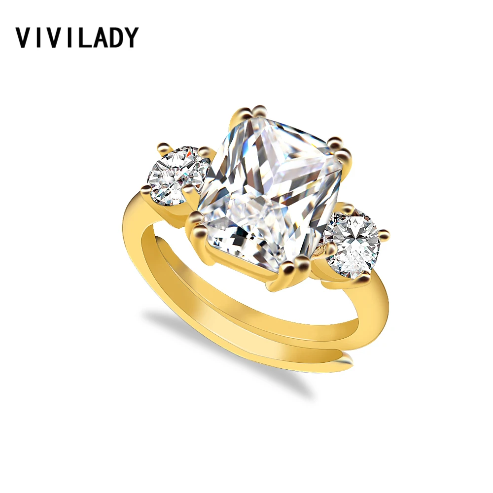 VIVILADY Мода Великобритании Королевский Meghan обручальное кольцо для женщин Регулируемый Цирконий Кристалл палец Принцесса Свадебные обручальные украшения