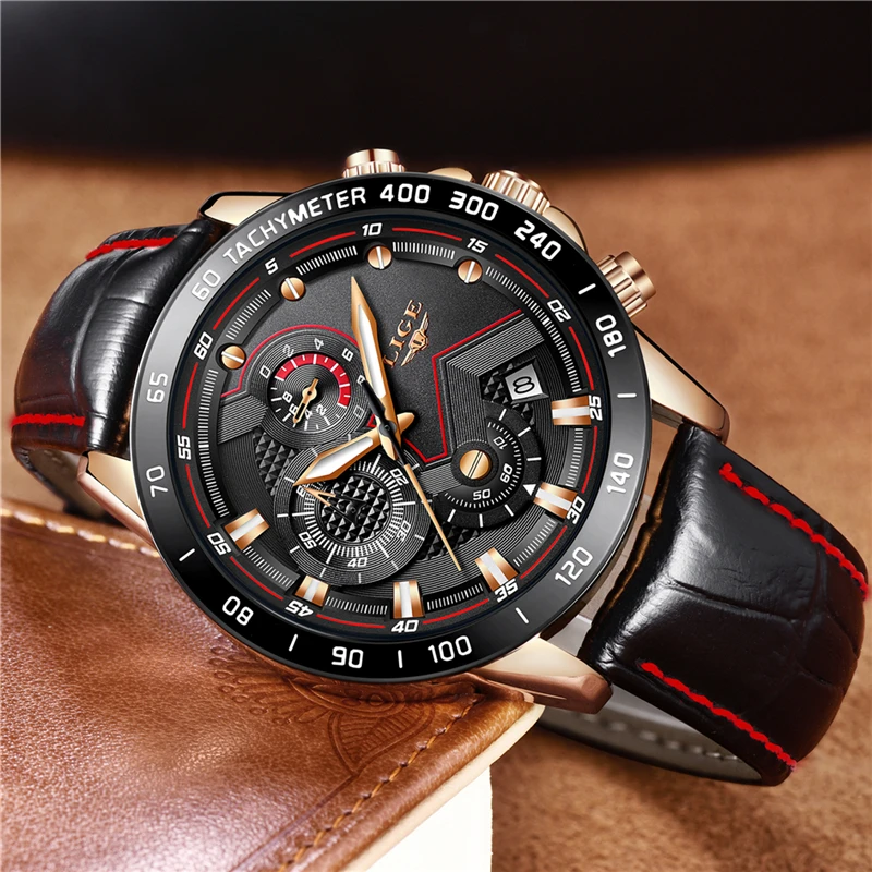 Relojes Hombre 2018 новые LIGE мужские часы Топ люксовый бренд Модные золотые кварцевые