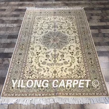 Yilong 4'x6' Восточный УЗЕЛКОВЫЙ прочный домашний ковер ручной работы, пакистанский ковёр из шелка и шерсти(WY2047S4x6