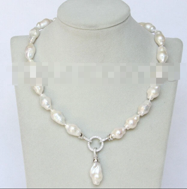 

FREE SHIPPING>@@> N2081 AAA stylish Baroque 18" 24mm white Reborn keshi pearls necklace