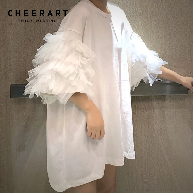 Женская футболка с коротким рукавом CHEERART летняя большого размера сетчатый топ из