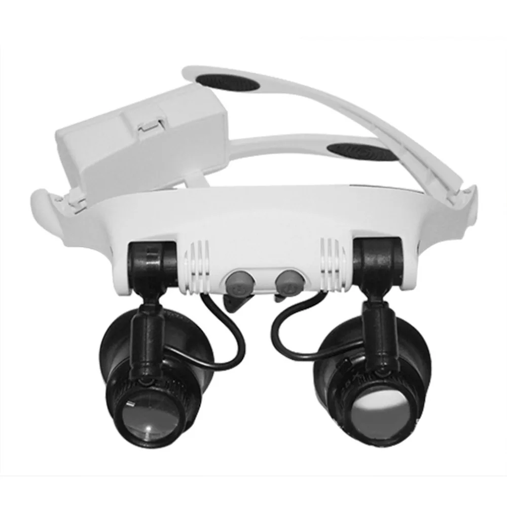 

Headband Head Wearing Magnifier with 2LED Light Eye Loupe Magnifying Glass 10x 15x 20x 25X for Watch Jewelry Clock Repairing