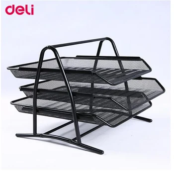 

Deli File box three layers file box data box office desk office supplies metal document trays