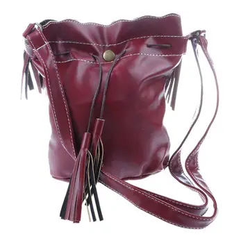 

Women bag Tassel fashion bucket bag pu leather patchwork women shoulder bag messenger bag women handbag red