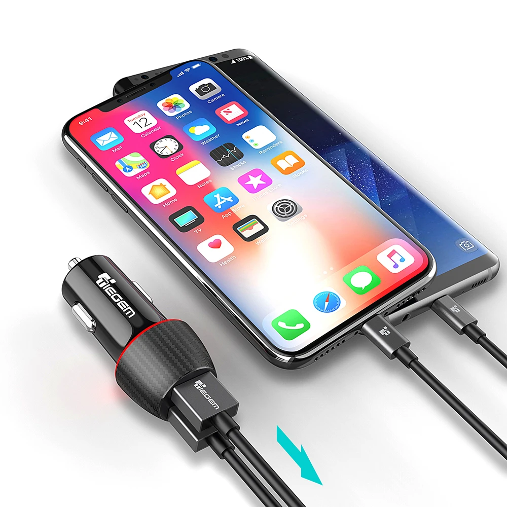 Tiegem Quick Charge 3.0 Dual USB Автомобильное Зарядное устройство 30 Вт Универсальное зарядное автомобильное-Зарядное устройство мобильного телефона Зарядное устройство адаптер для iPhone X Samsung