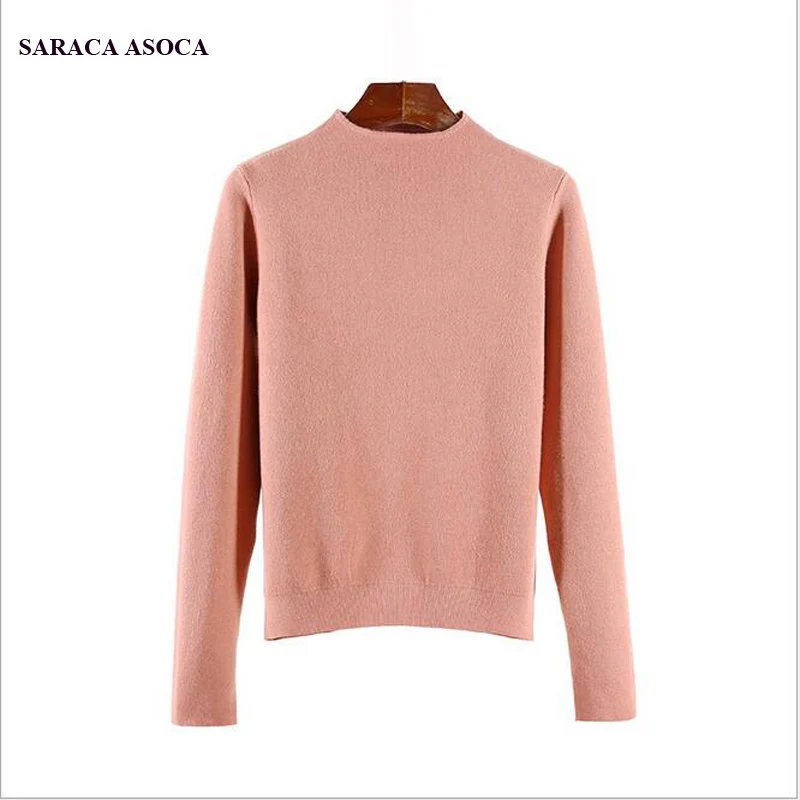 Casual Half High Collar Split Full Sleeve Knitted Sweater