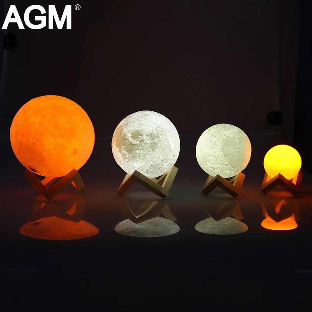 Luz de noche LED recargable lámpara de Luna 3D impresión Luz de Luna dormitorio decoración del hogar 2 colores Interruptor...