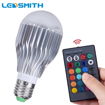 

10W E27 RGB LED Bulb Dimmable with 24key Remote Controller 85-265V 110V 220V Aluminum Radiating Changeable Spot LED Lamp