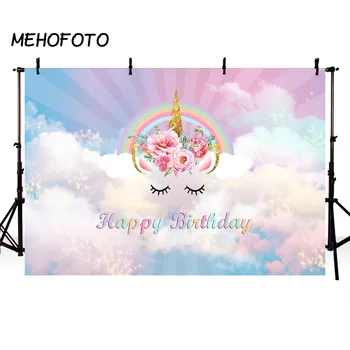 

MEHOFOTO Unicorn Backdrops Rainbow Decorations Photo Backdrops for Baby Birthday Party Photography Background for Pictures
