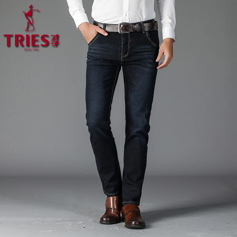 Beste PROBEERT 2018 nieuwe Mannen Mode Mannen Casual Jeans Slanke Rechte Elasticiteit Voeten Jeans mannen Lente zomer Herfst Mannen Overalls Broek mannelijke