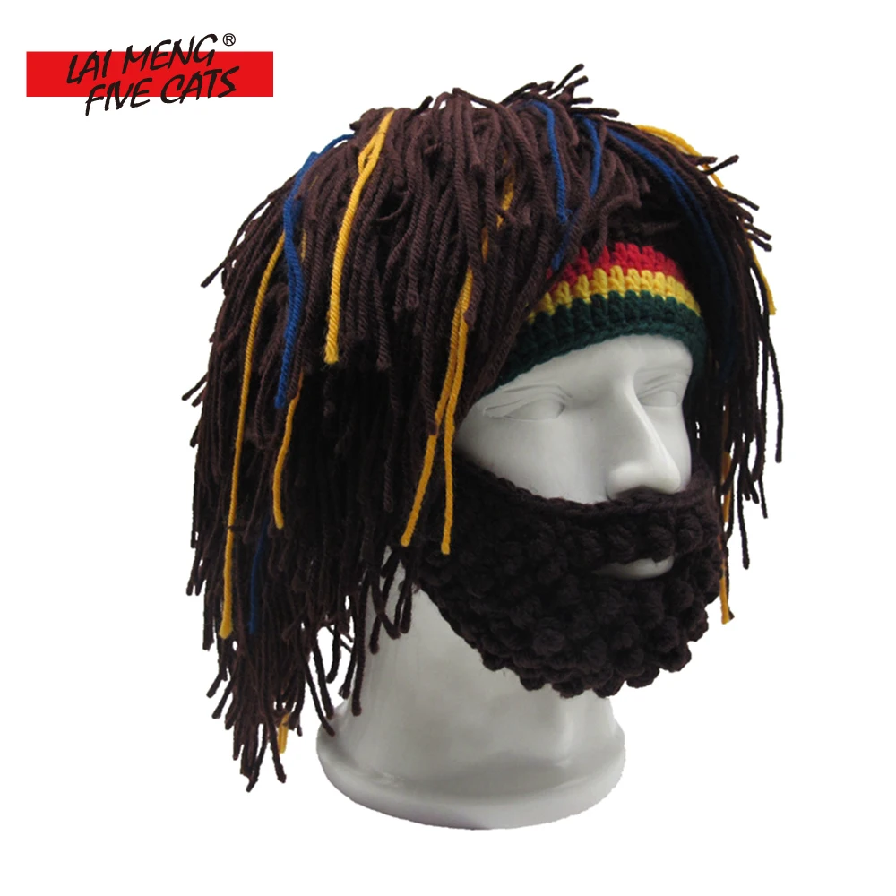 باروكة Lmfc اللحية قبعة راستا الكهف باندانا اليدوية كروشيه قبعة Gorro الشتاء الرجال هدايا عيد الميلاد زي مضحك قبعات وقبعات صغيرة كاجوال رجالية Aliexpress