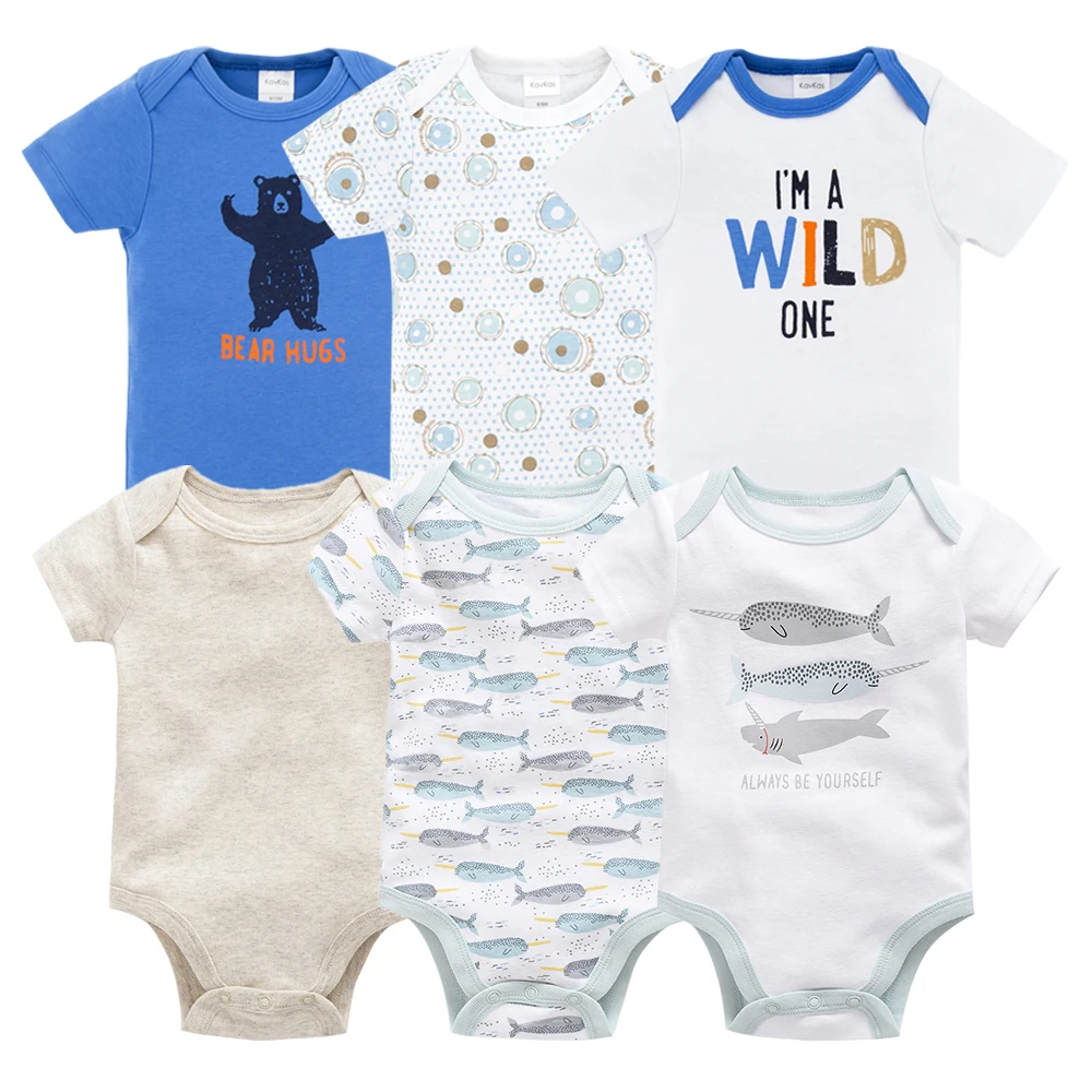 New Kavkas Newborn Baby Girls Footies Boys Clothes Babies Footie Long Sleeve 100%cotton printing Infant Clothes 0-12 Months