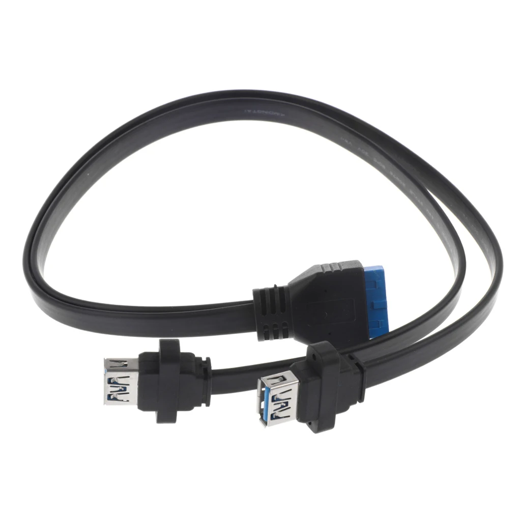 MagiDeal Dual Ports USB 3.0 Female Screw Panel Mount To Motherboard 20 Pin Header Flat Cable Cord Plastic