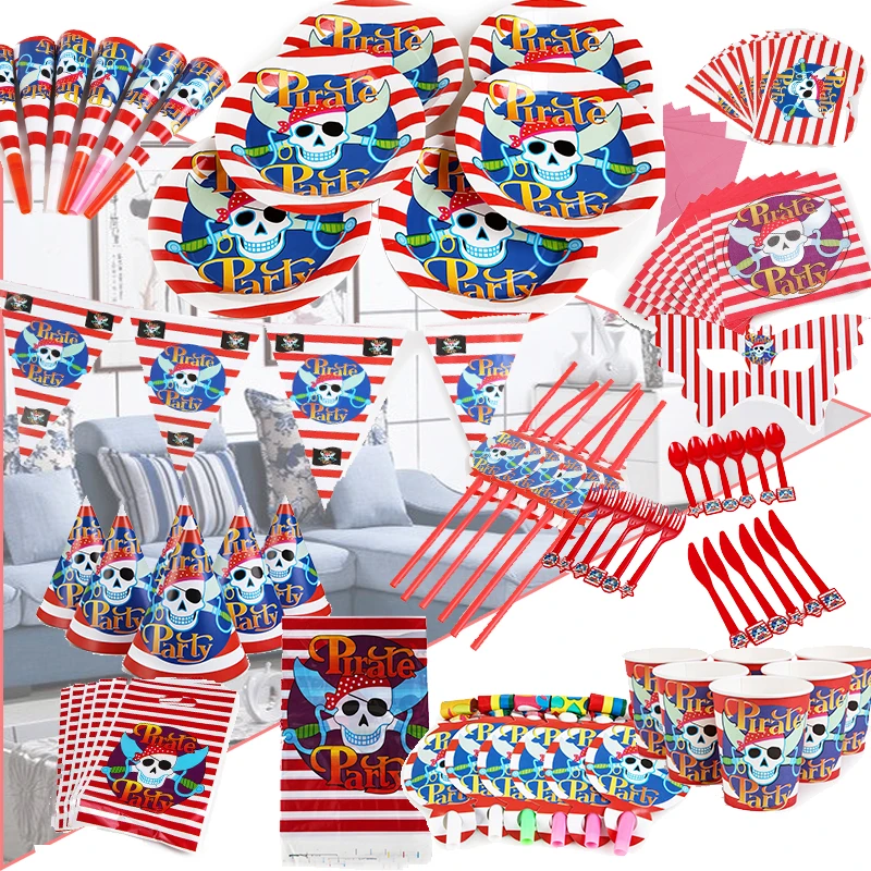 90PCS/lot Wholesale Good quality Pirates Theme Party decorations Baby