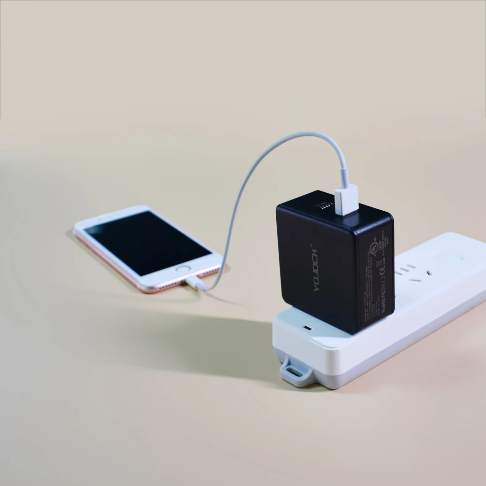 YOJOCK 48 Вт Тип usb-C PD стены Зарядное устройство USB C Зарядное устройство с Мощность доставки для iPhone X/8/8 Plus MacBook Смарт Порты и разъёмы для Xiaomi