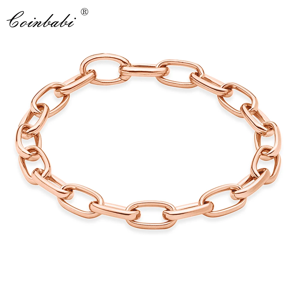 Bracelets Link Chain Rose Gold Color Length 20cm For Women And Men