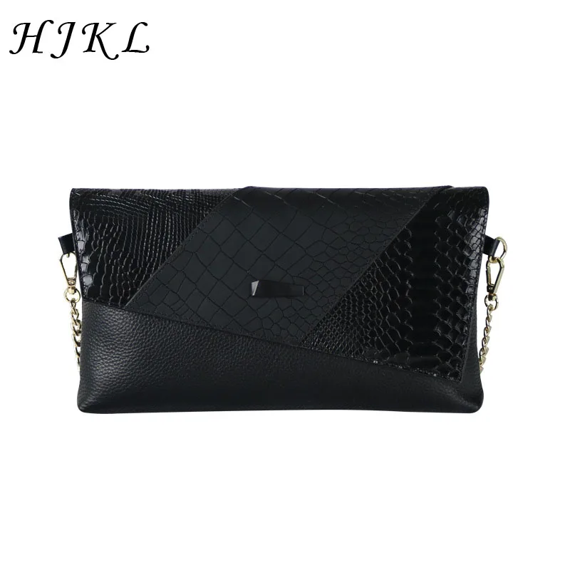 

HJKL Genuine Cow Leather Women Peony Printed Clutch Handbag Retro PU Leather Crossbody Bags Ladies Cover Chain Shoulder Bag 2018