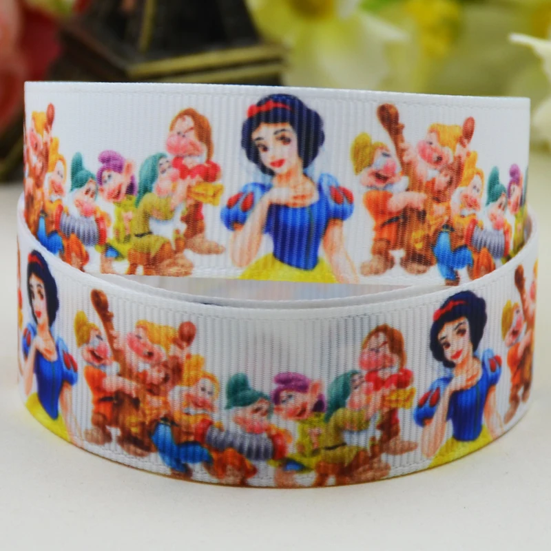 

7/8'' (22mm) Snow White Character printed Grosgrain Ribbon party decoration satin ribbons X-02198 OEM 10 Yards