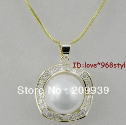 

huij 001164 Beautiful Sea Shell Pearl 18K GP Crystal women's Fancy Hot Sell Pendant Necklace