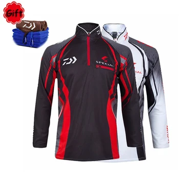 

Fishing Clothing Men Long Sleeve Fishing Coat Running Riding Hiking Cycling Top Jersey Fly Fishing Clothes with Free Towel