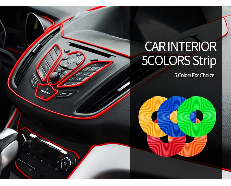 5 м универсальный стайлинга автомобилей гибкая интерьер внутренняя планка отделка декоративные линии DIY 5 цветов высокое качество наклейки на авто