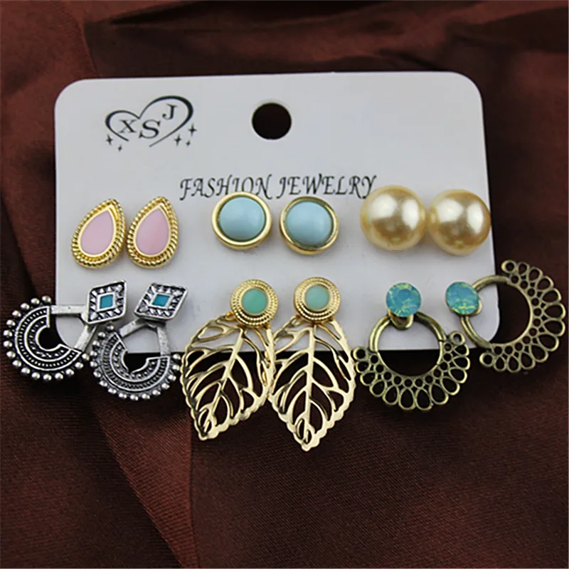 

New fashion gorgeous women's jewelry girl birthday party, pearl Ear Studs mixed with 6 pairs /set earrings agent shipping.