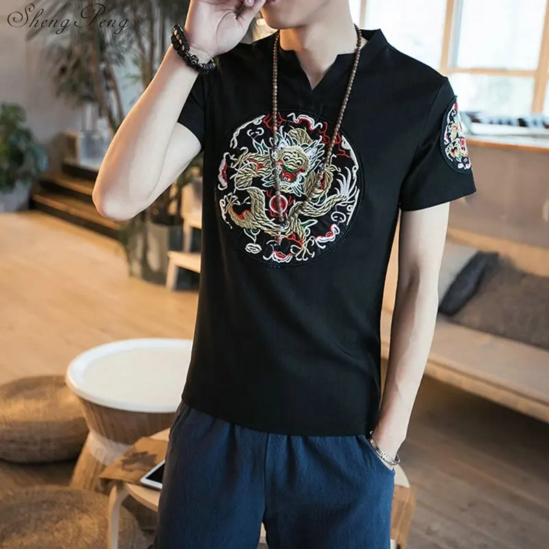 

Chinese traditional men clothing traditional chinese shirt oriental mens clothing cheongsam top tang suit Q055