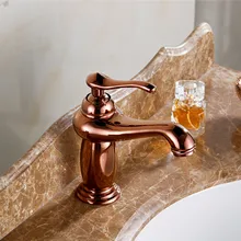 Livraison gratuite or Rose salle de bains bassin robinet avec mitigeur en laiton massif salle de bains bassin évier robinets d’eau