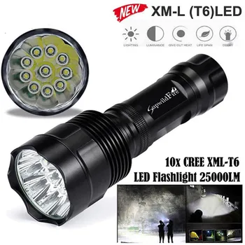 

MUQGEW 11.11 New Arrival Super Bright 25000Lm 10x CREE XML T6 LED 5Mode 18650 Flashlight Torch Light Lamp Super Bright Promotion
