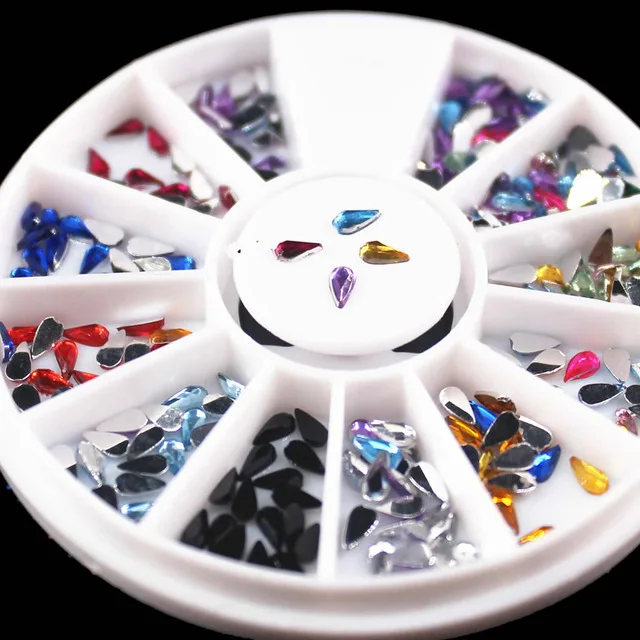

1 Box Water Droplet Glitter Rhinestones Crystal AB Non Fix FlatBack Strass Sewing Fabric Garment Rhinestone Nail Art Stone