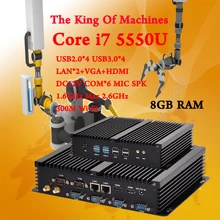 Мини-ПК Настольных Вентилятора COM HDMI VGA 300 М окна компьютер win7, 8,10, linux, ubuntu Интер CPU i7 5550U 8GM ОПЕРАТИВНОЙ ПАМЯТИ Бесплатная Доставка