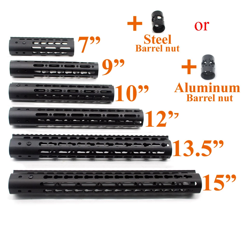 Черный тонкий Стиль 7 "9" 10 "12" 13,5 "15" AR15 Бесплатная поплавок Keymod Handguard Пикатинни для охоты Тактический прицела Системы