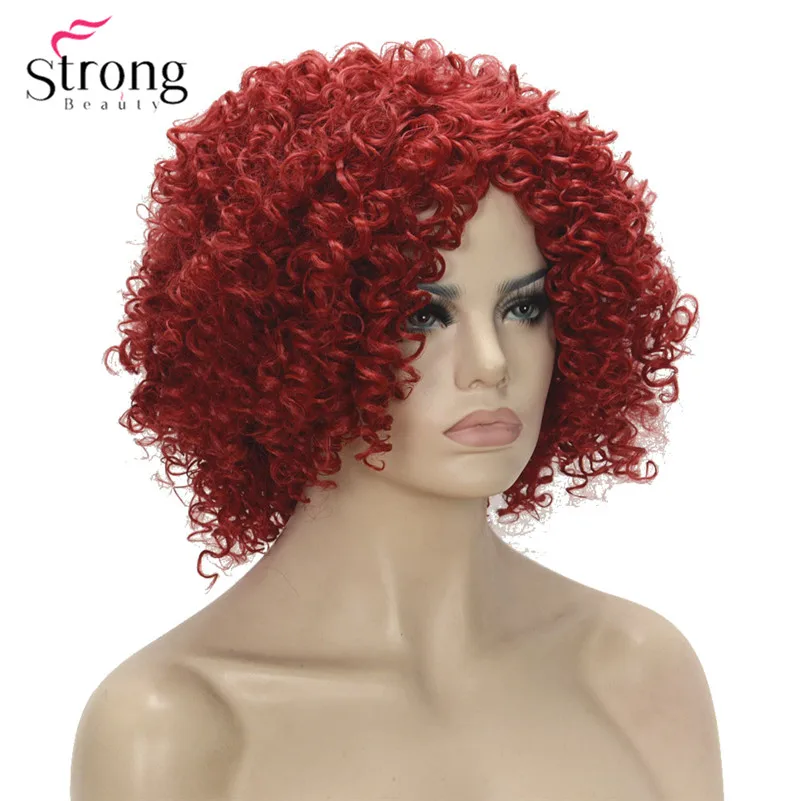 Short Red Curly Afro Full Synthetic Wig Women's Wigsin Synthetic None