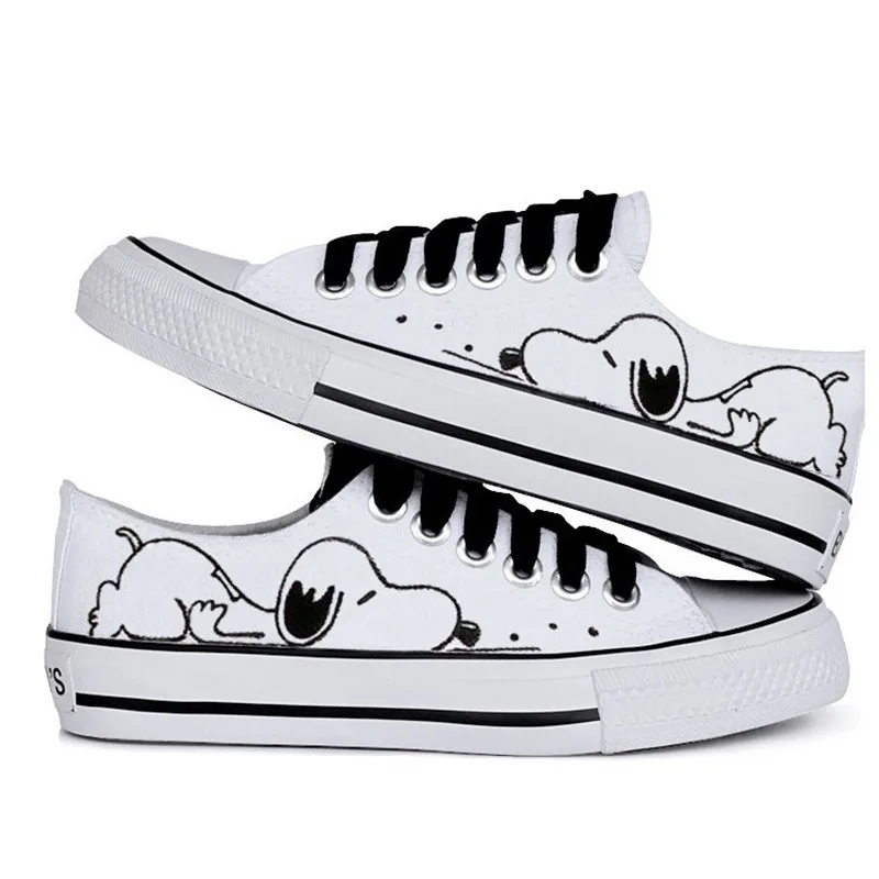 

Hand Painted Canvas Shoes for Women 2018 Spring Fall White Sneakers Woman Casual Shoes Tenis Feminino Plus Size 41 42 43