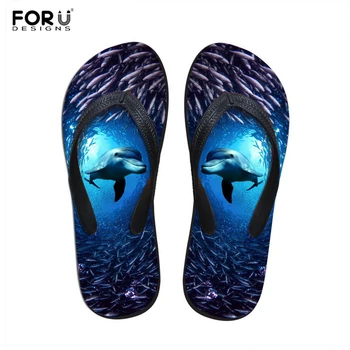 

FORUDESIGNS Men's Flip Flops Sandals Rubber Casual Men Shoes Summer Fashion Beach Flipflops Cool Dolphin Slipper Sandalia