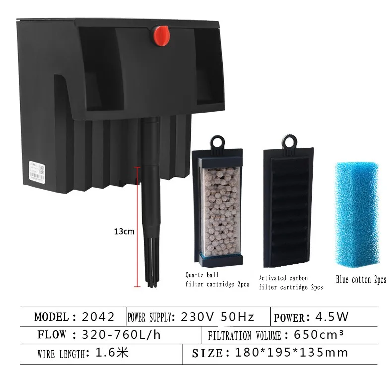 Германия 2042 EHEIM Бесплатный подвесной внешний настенный Аудио-визуальный водопад фильтр для аквариума Простота установки и эксплуатации - Цвет: 2042 black